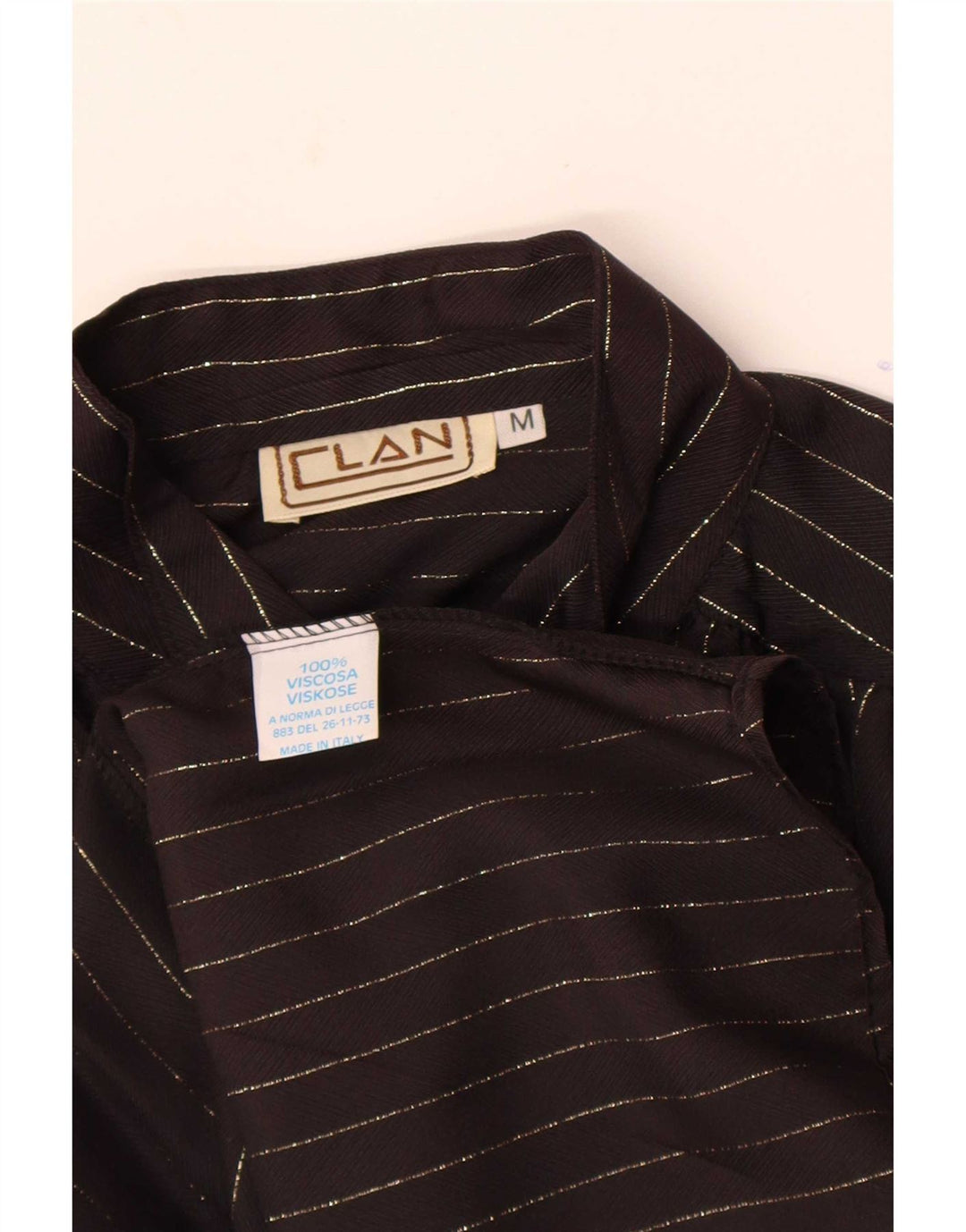 Blusa feminina vintage UK 14 risca de giz preta média