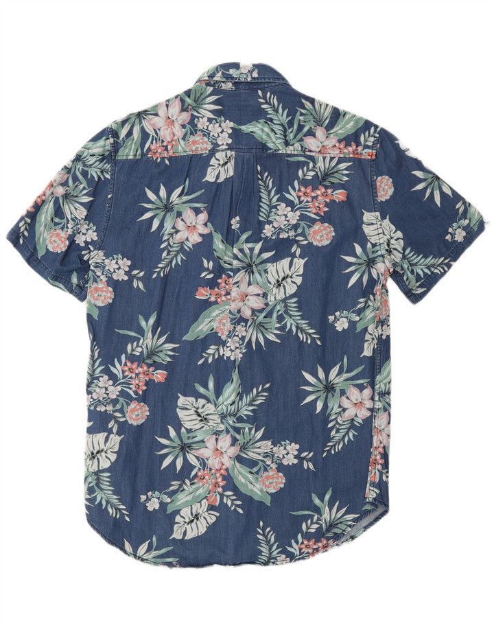 Camisa masculina de manga curta SUPERDRY média azul marinho floral viscose