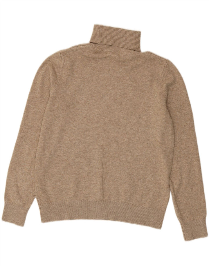 Suéter feminino Marks & Spencer com gola redonda Reino Unido 10 pequeno poliéster bege