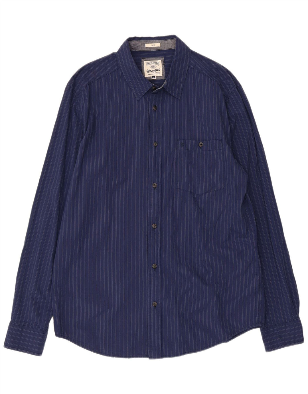 Camisa masculina Wrangler Slim XL azul marinho listrado algodão