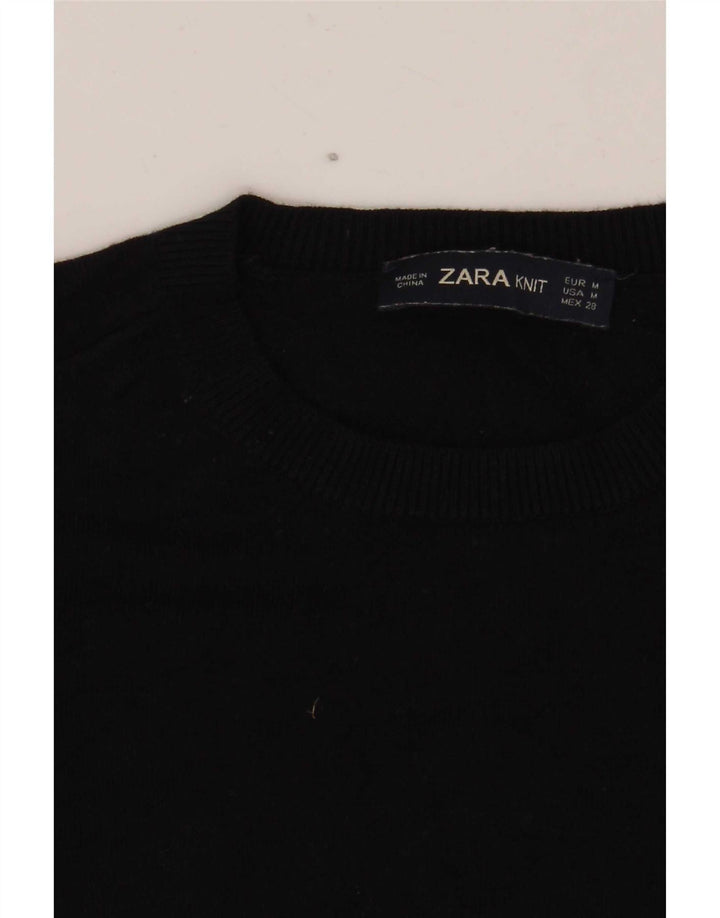 Zara Suéter feminino com gola redonda, Reino Unido 12 Médio Preto