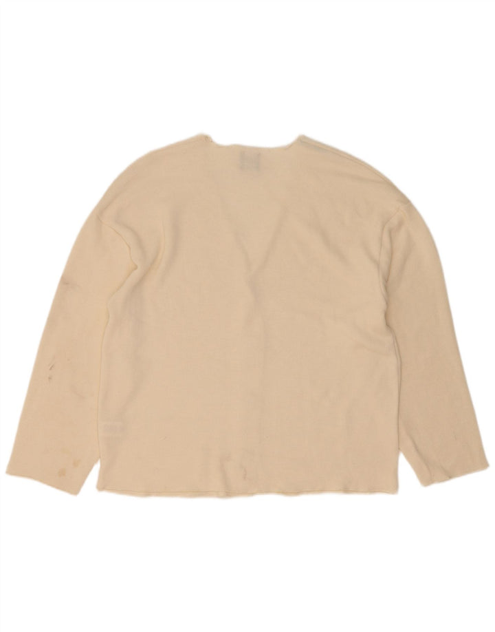 Zara Cardigan Feminino Top UK 14 Médio Off White Viscose