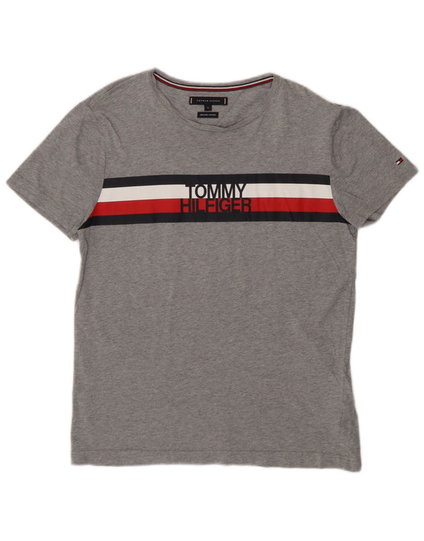 Tommy Hilfiger Camiseta feminina gráfica Top UK 14 Medium Grey Colourblock
