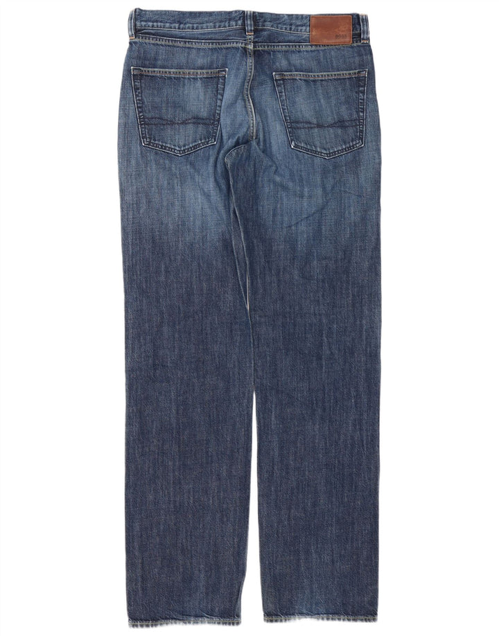 HUGO BOSS Jeans reto masculino W36 L36 algodão azul