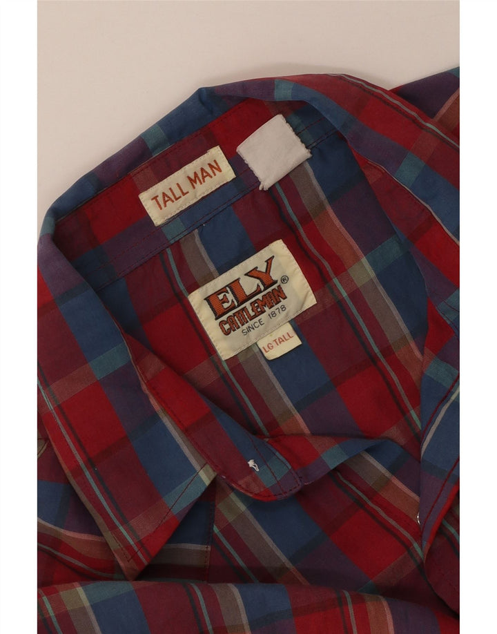 Camisa alta masculina Ely Catteleman grande xadrez vermelha