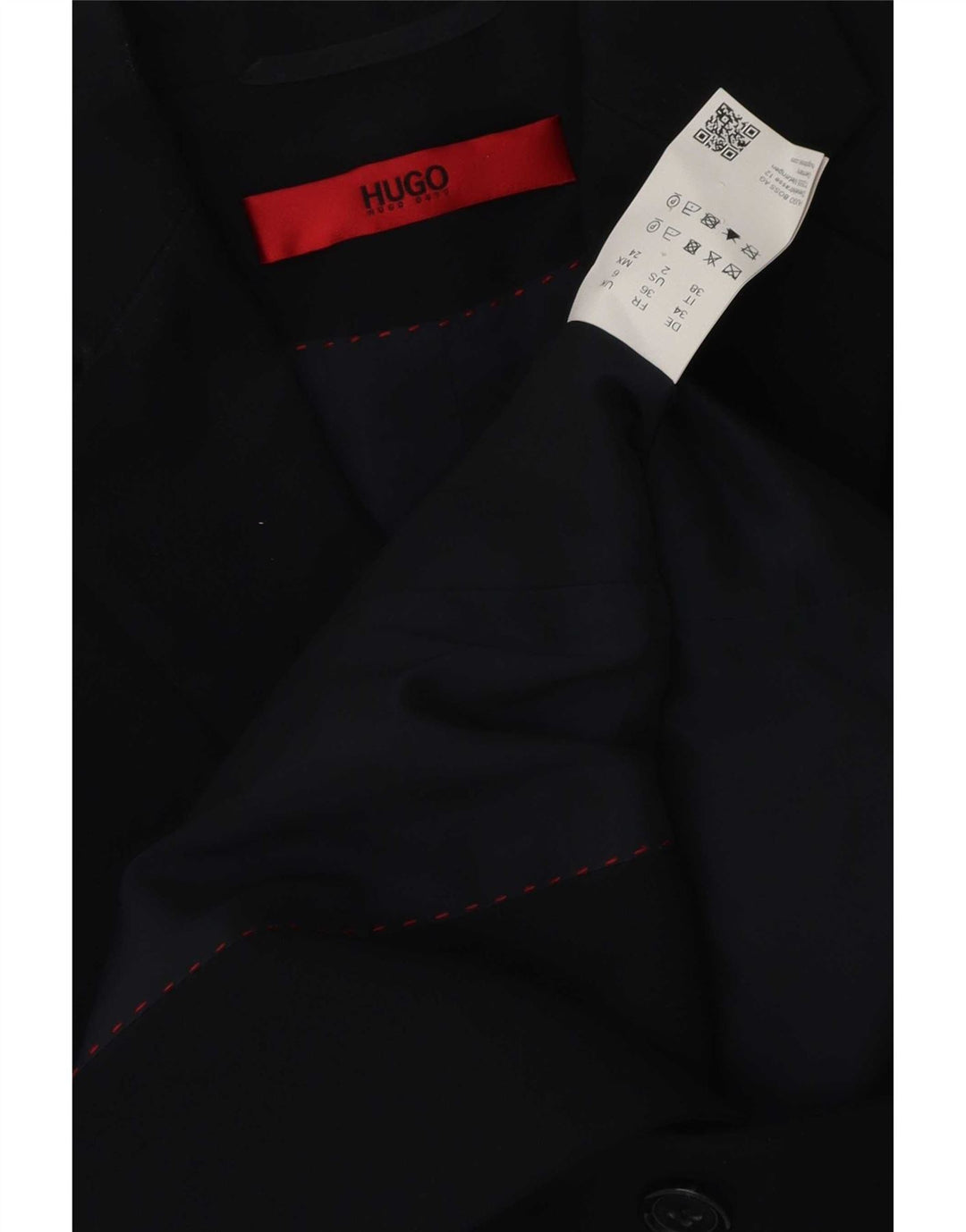 Jaqueta blazer feminina Hugo Boss com 2 botões Reino Unido 6 XS azul marinho lã virgem