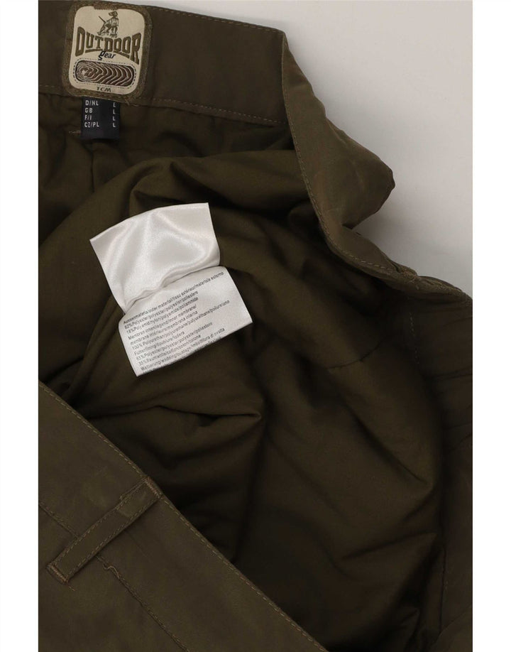 Calça corta-vento masculina reta cargo TCM poliéster cáqui grande W36 L30