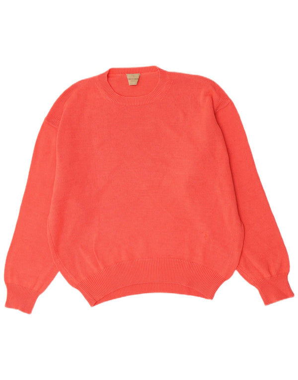 Trussardi Suéter feminino oversized com gola redonda, 10 algodão rosa pequeno Reino Unido