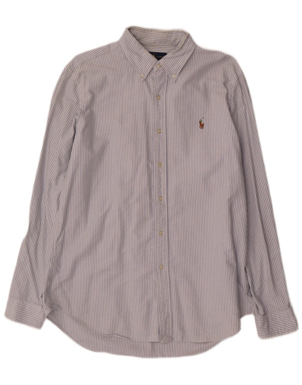Camisa masculina Ralph Lauren Classic Fit grande algodão listrado azul