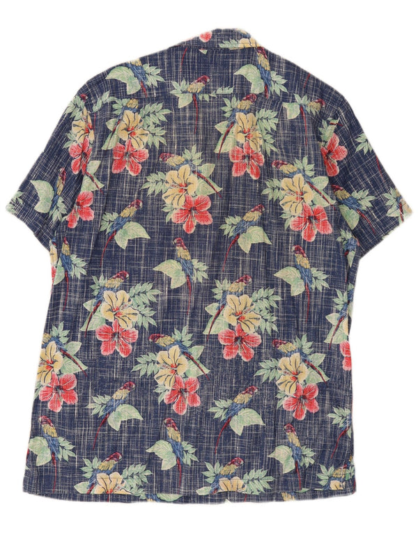 Camisa masculina Izod de manga curta com água salgada, algodão floral azul grande