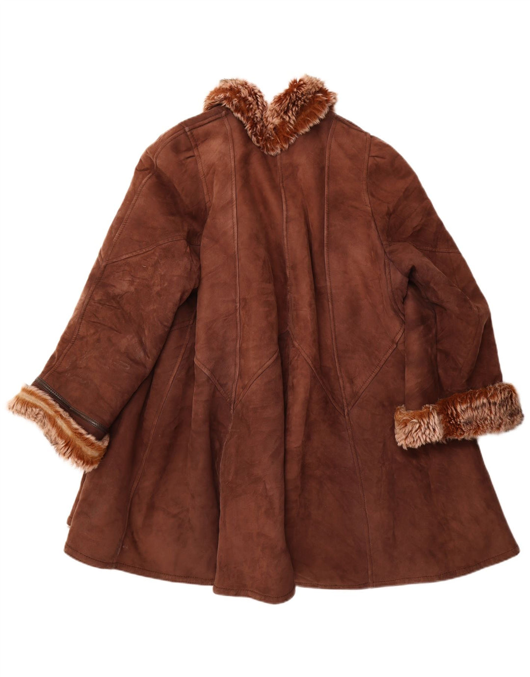 Casaco feminino vintage de shearling UK 18 XL marrom