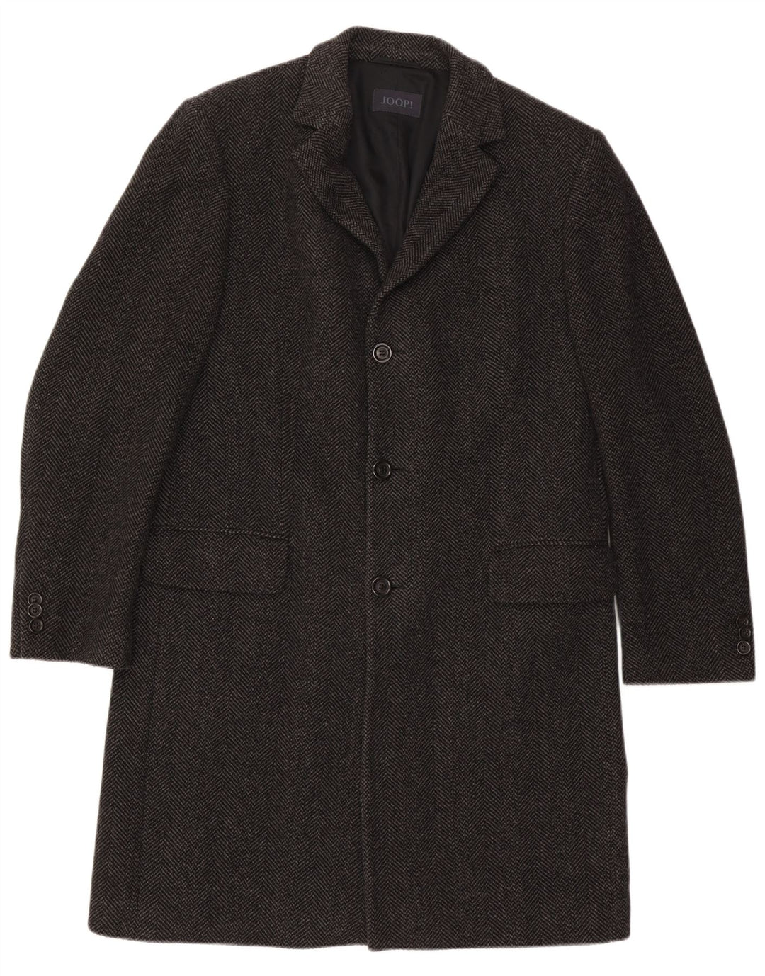 Sobretudo masculino Joop EU 52 XL lã espinha de peixe preta