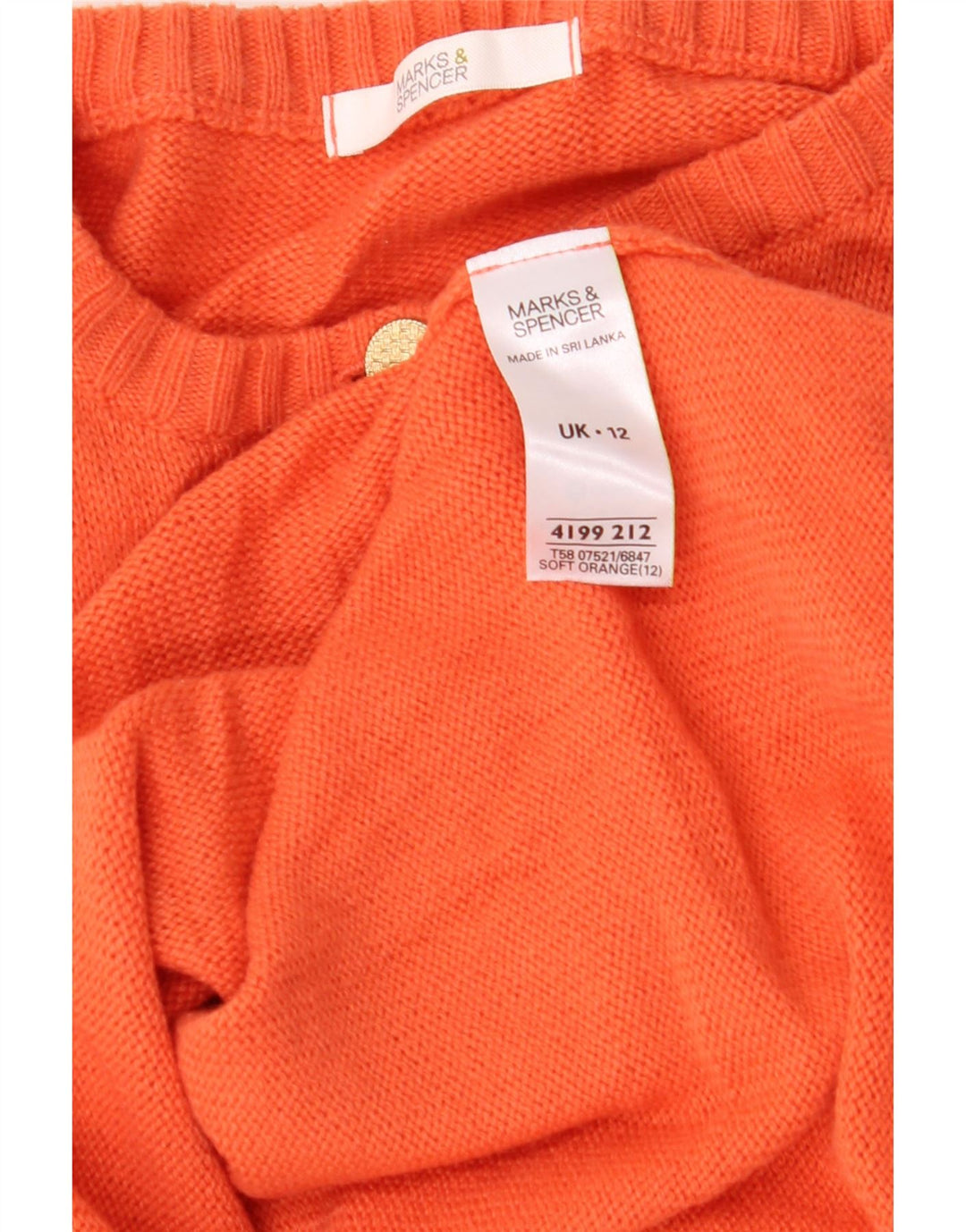 Suéter cardigã feminino MARKS & SPENCER UK 12 médio laranja acrílico