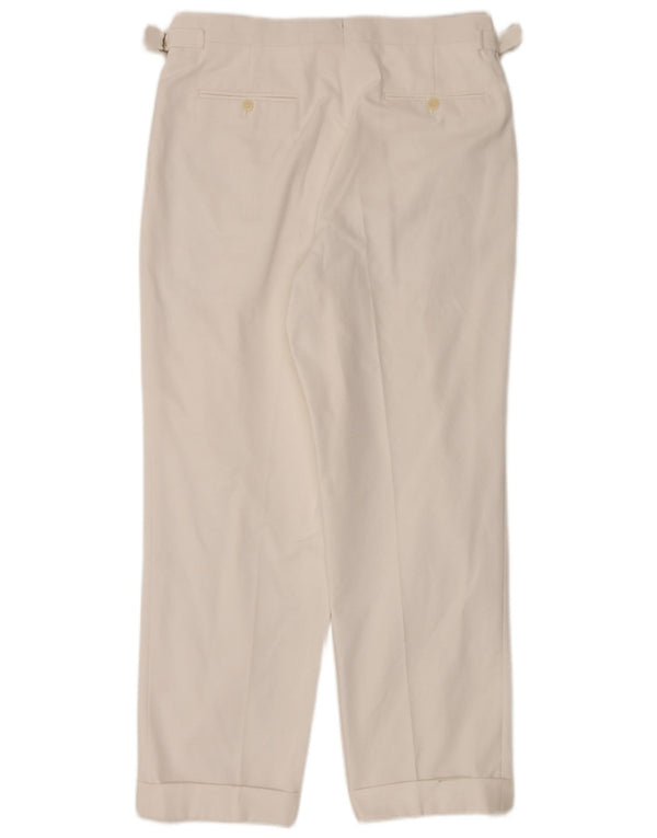 Calça de terno masculina vintage W34 L29 algodão branco