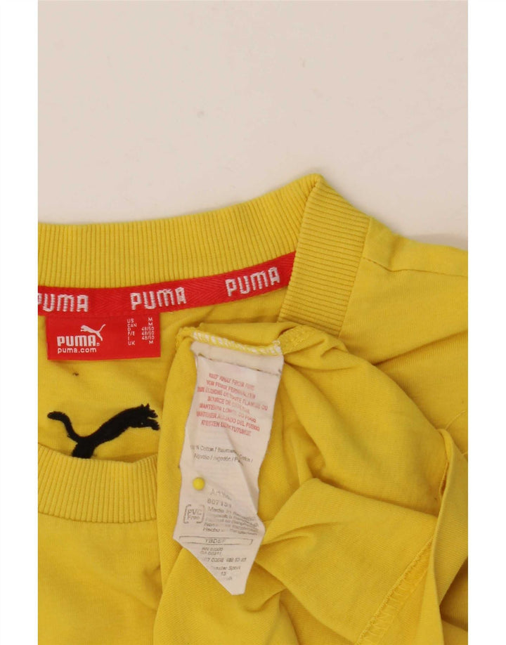 Puma Mens Graphic T-Shirt Top Médio Algodão Amarelo