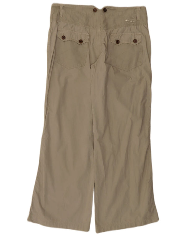 Calça feminina casual de perna larga Champion grande W32 L29 algodão bege
