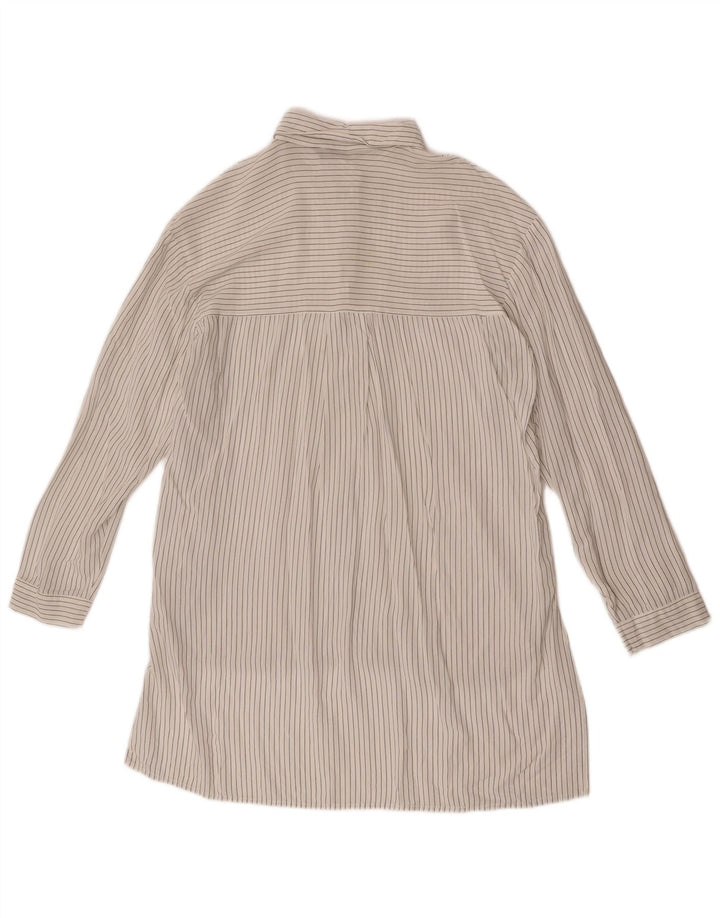Pulôver feminino Zara transparente Reino Unido 16 grande listrado branco