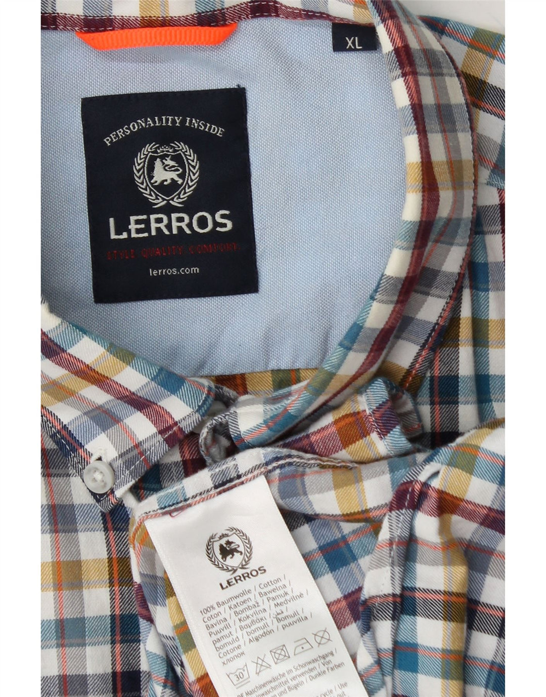 Camisa masculina LERROS XL algodão xadrez multicolorido