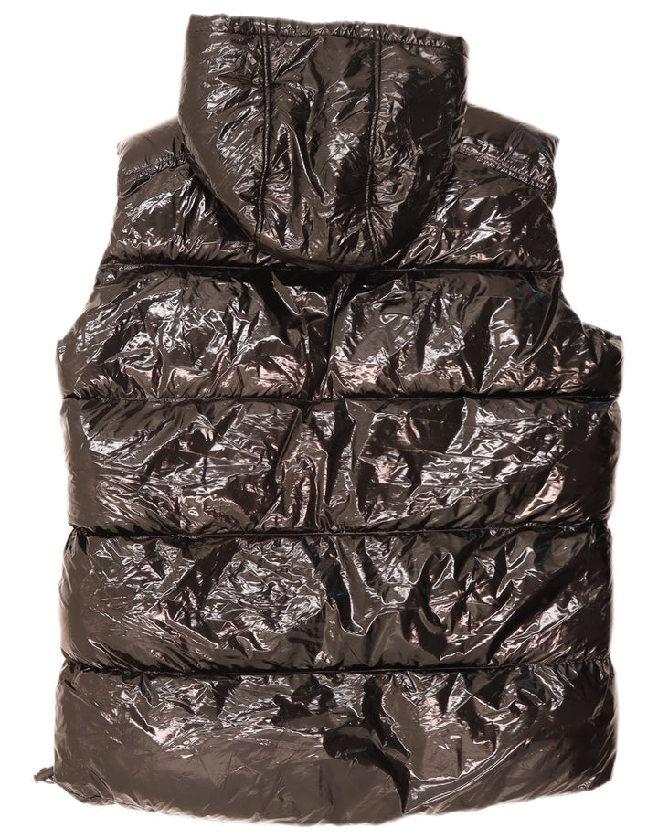 Colete acolchoado com capuz masculino ZARA UK 38 poliéster preto médio