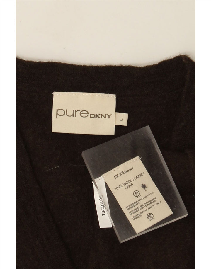 Suéter cardigã masculino Dkny grande lã marrom