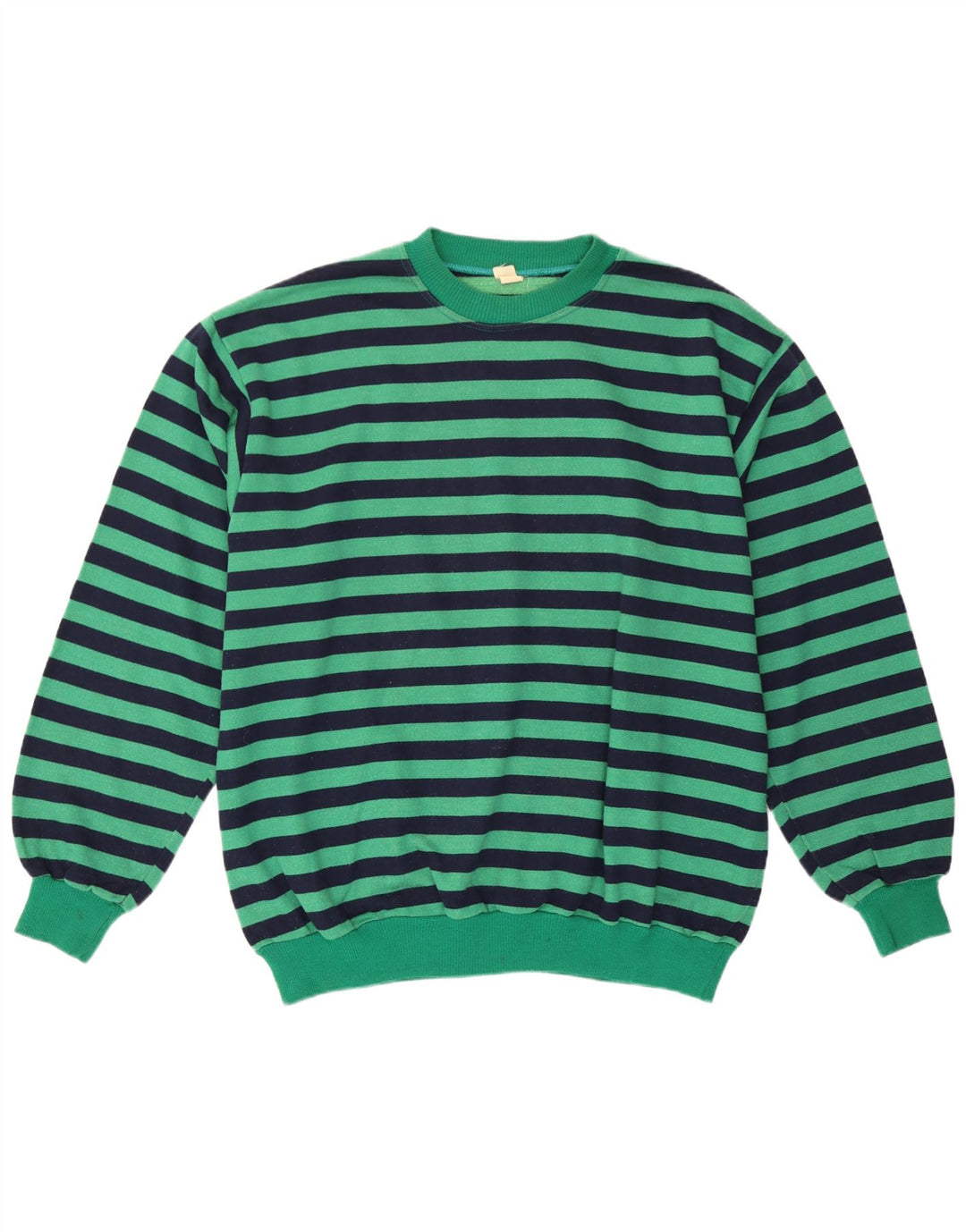 Moletom masculino vintage Jumper grande algodão listrado verde