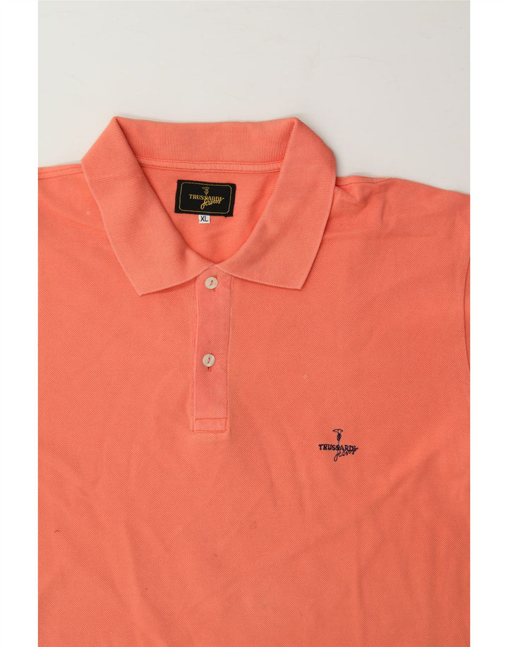 TRUSSARDI JEANS Mens Polo Shirt XL Orange Cotton Vintage Trussardi Jeans and Second-Hand Trussardi Jeans from Messina Hembry 