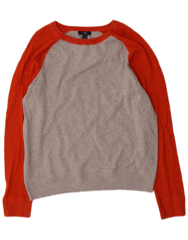Suéter feminino Gap com gola canoa UK 14 algodão colorblock cinza médio