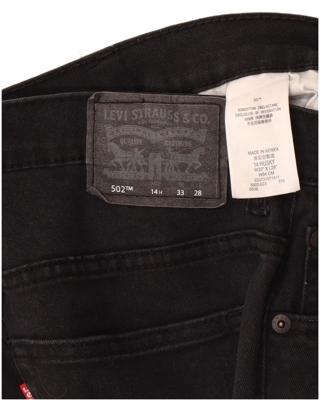 Jeans Levi's Boys 502 Regular Tapered 13-14 Anos W33 L28 Algodão Preto