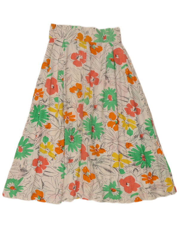 Saia feminina vintage cintura alta linha A W24 XS floral multicolorido