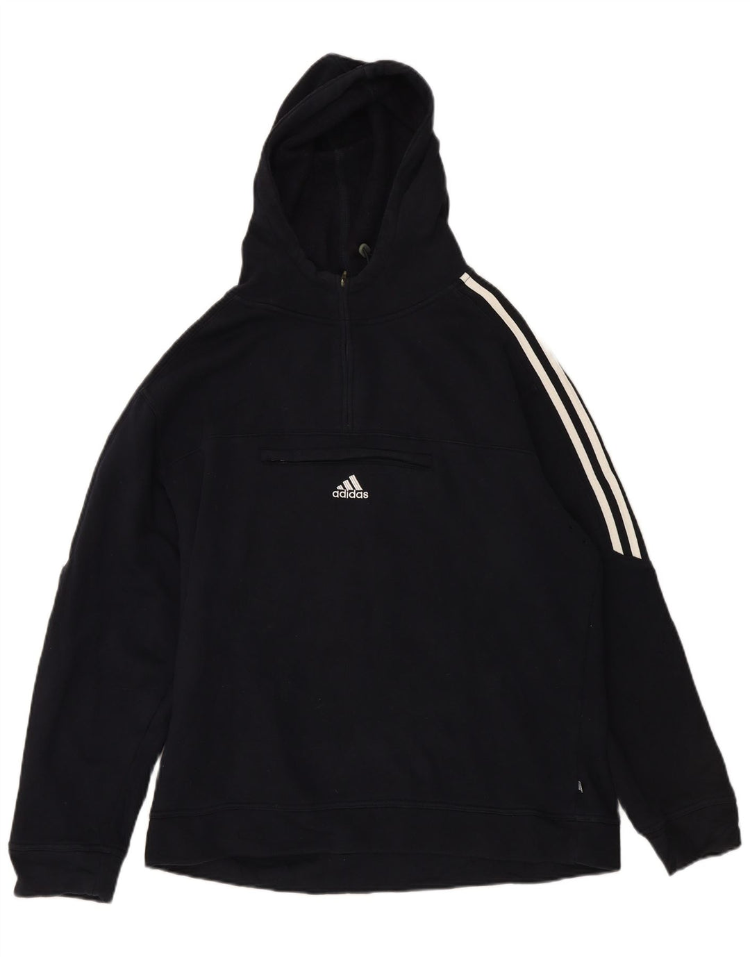 ADIDAS Mens Zip Neck Hoodie Jumper UK 40/42 Médio Azul Marinho Algodão