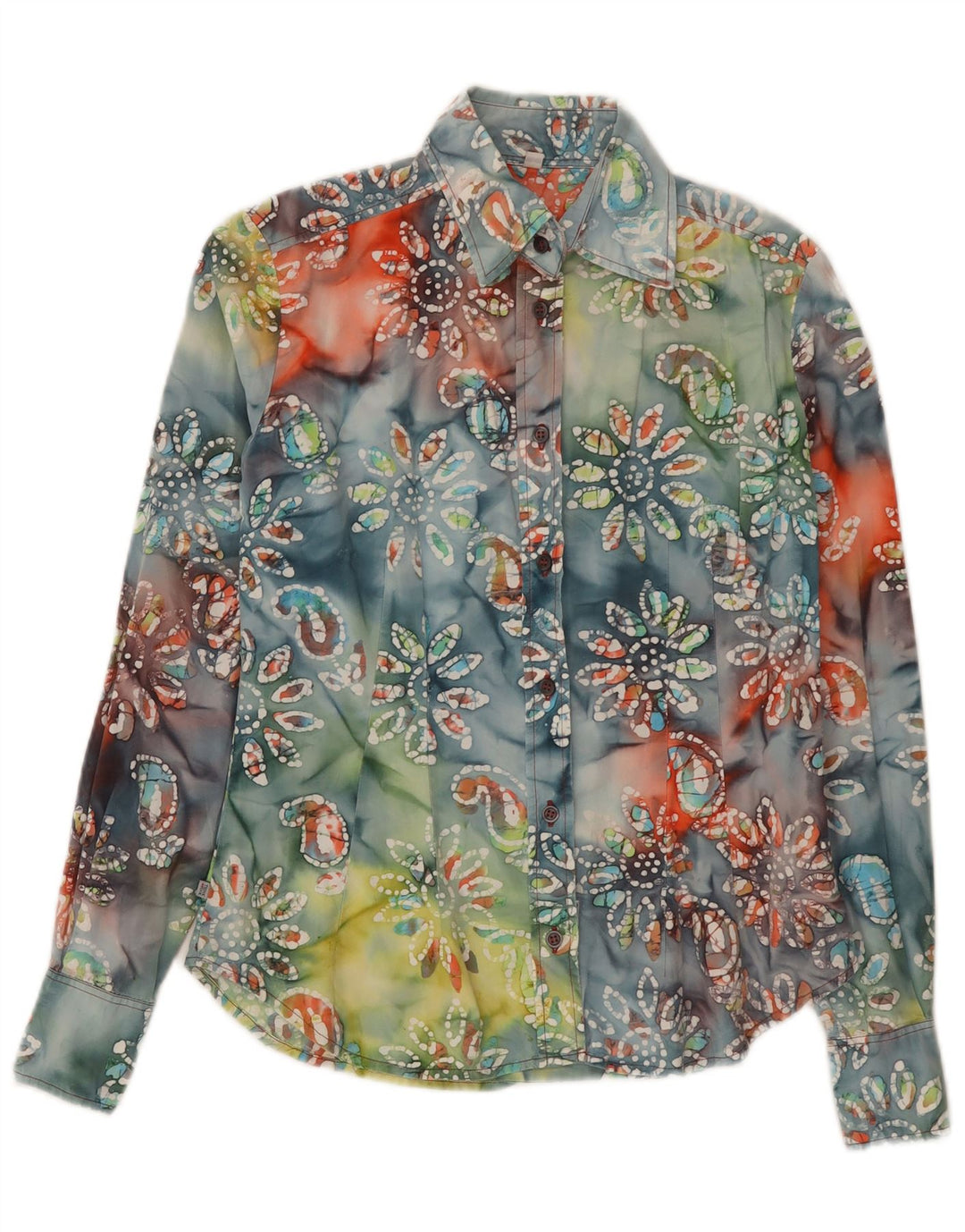 Camisa feminina Think Pink UK 10 pequena de algodão floral multicolorido