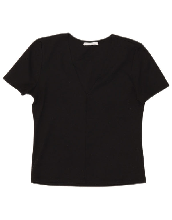 Camiseta feminina Zara Trafaluc Crop Top UK 14 Médio Preto