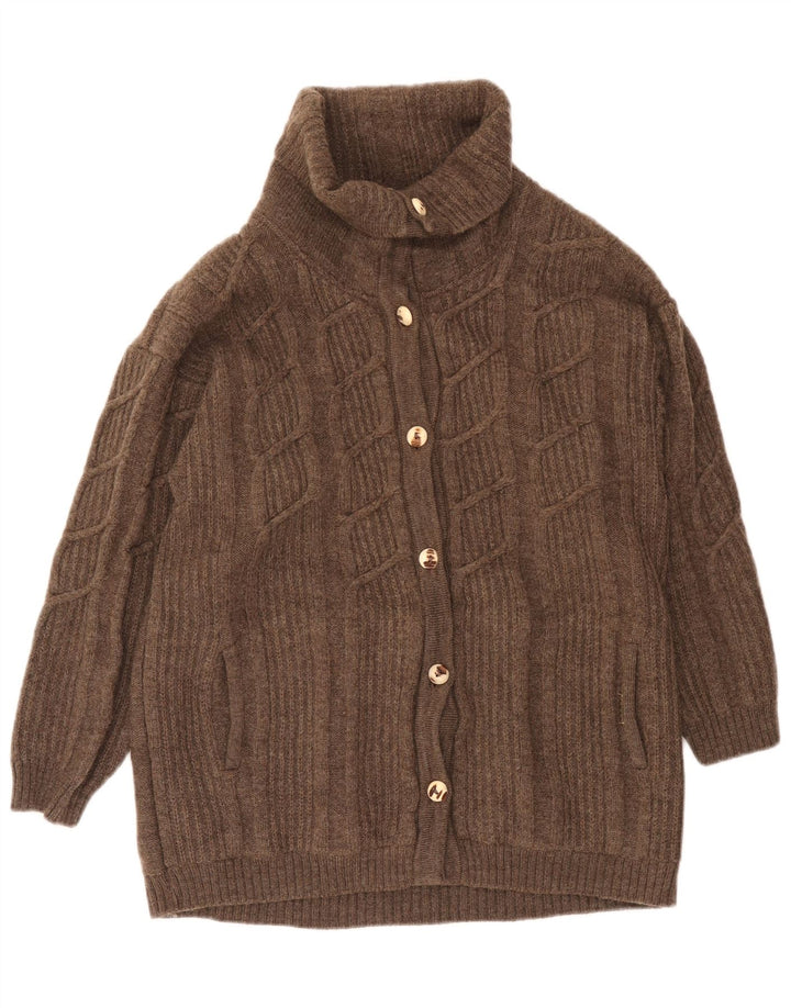 Suéter cardigã feminino Geiger EU 42 grande lã marrom