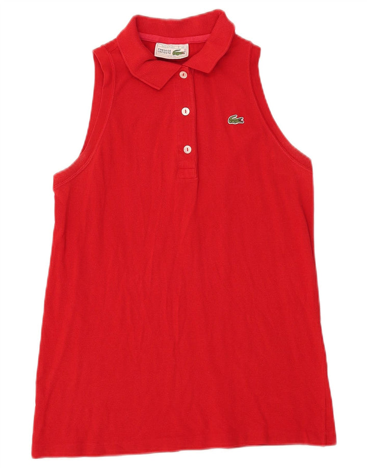 Camisa polo feminina sem mangas Lacoste tamanho 40 algodão vermelho médio