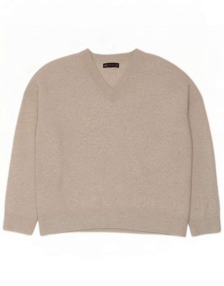 Suéter masculino com decote em V da Marks & Spencer XL poliéster cinza