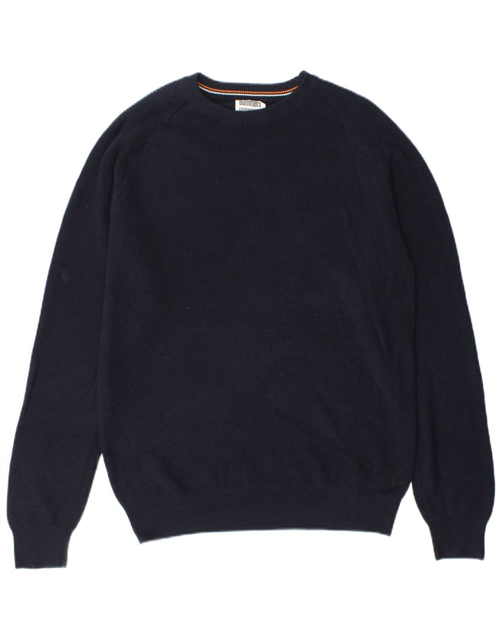 Suéter masculino Essentials com gola redonda, grande algodão azul marinho