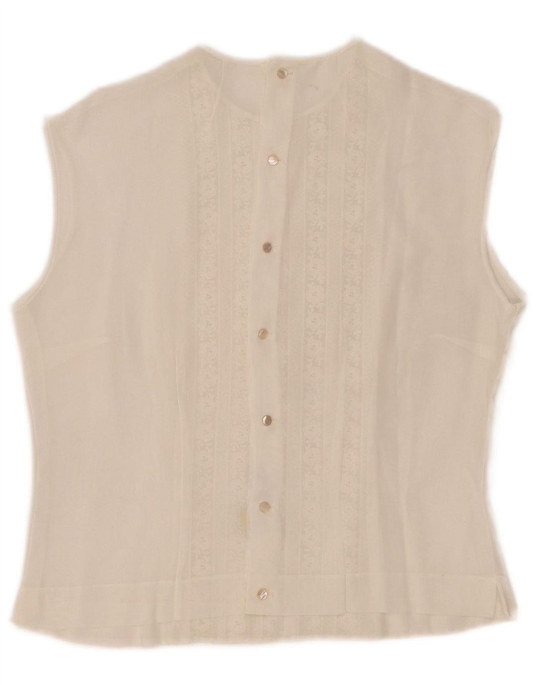 Blusa feminina vintage sem mangas transparente top IT 44 médio branco