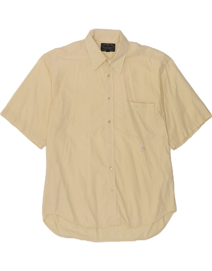 BELFE & BELFE Mens Short Sleeve Shirt Large Beige Cotton Vintage Belfe & Belfe and Second-Hand Belfe & Belfe from Messina Hembry 