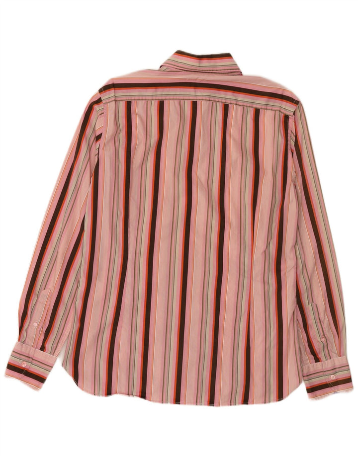 Camisa masculina Ted Baker de ajuste regular tamanho 4 grande algodão listrado rosa