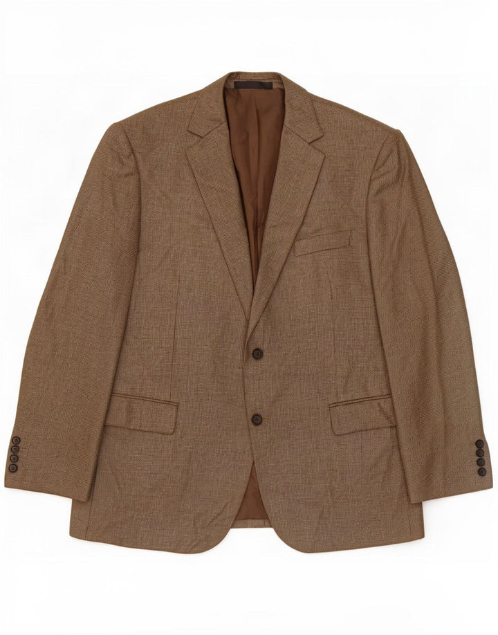 Jaqueta blazer masculina de 2 botões Marks & Spencer Reino Unido 44 XL marrom poliéster