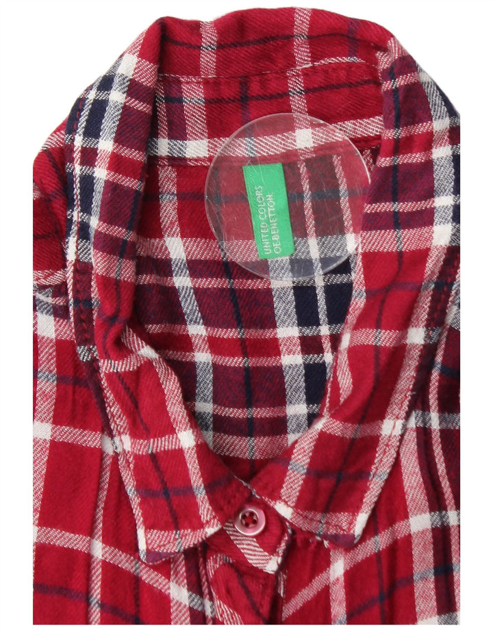 BENETTON Womens Flannel Shirt UK 14 Medium Red Check