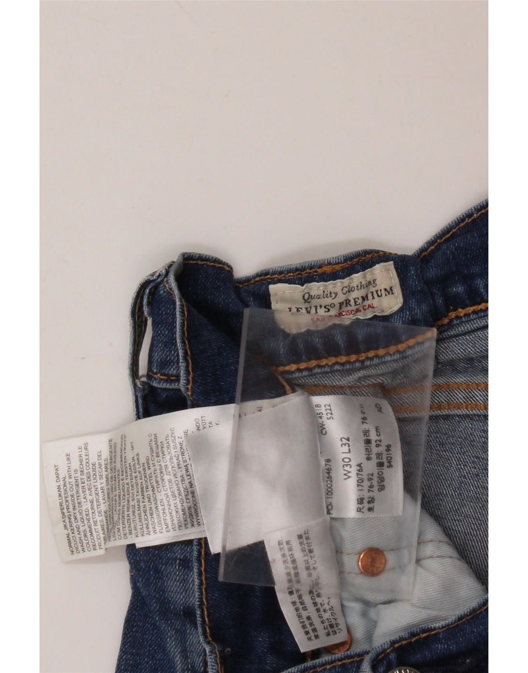 LEVI'S Jeans Slim Masculino W30 L32 Azul Algodão