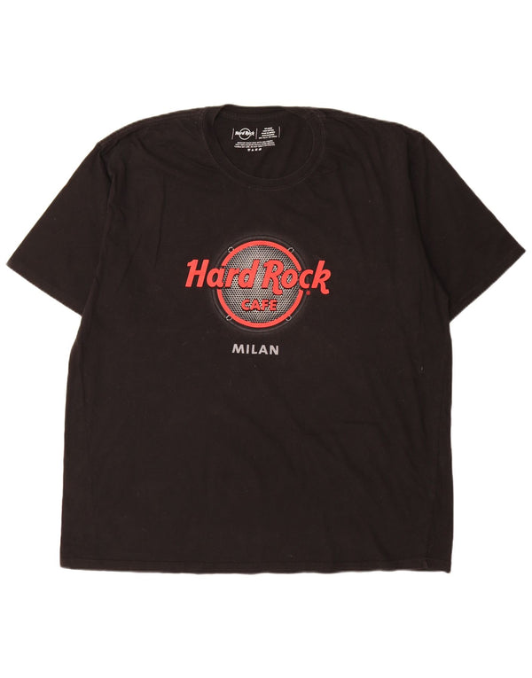 Camiseta masculina Hard Rock Cafe Milan Graphic Top 2XL algodão preto
