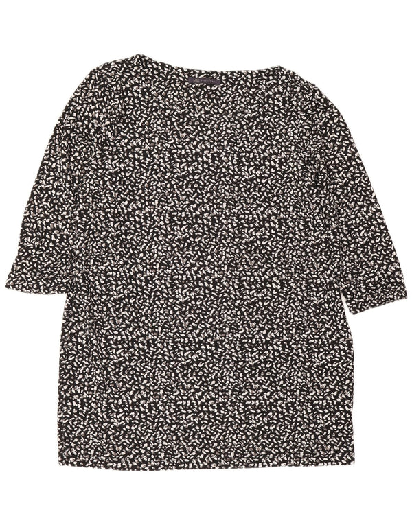 Túnica feminina Marks & Spencer manga 3/4 UK 18 XL preta estampa animal