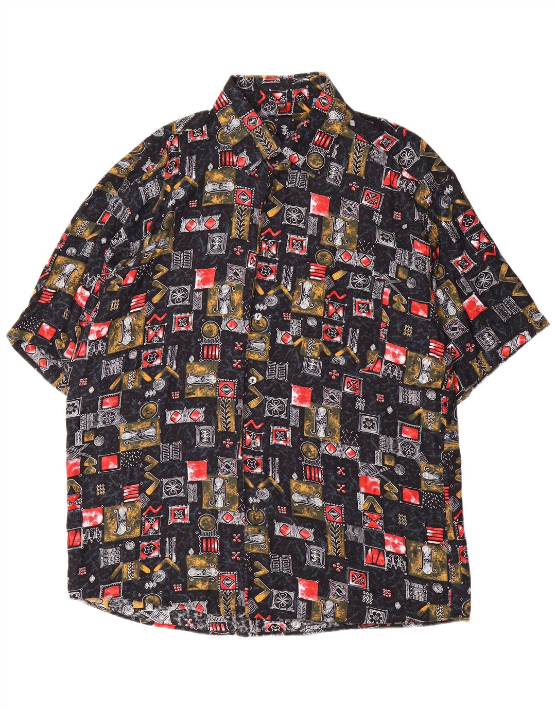 Camisa masculina de manga curta Tipo'S XL preta patchwork viscose