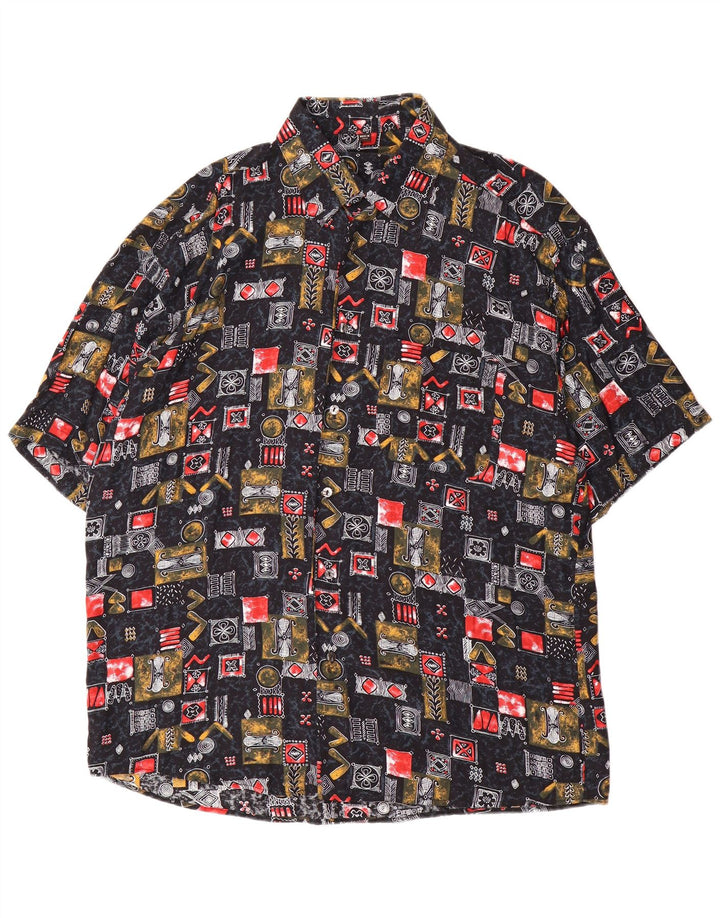 Camisa masculina de manga curta Tipo'S XL preta patchwork viscose