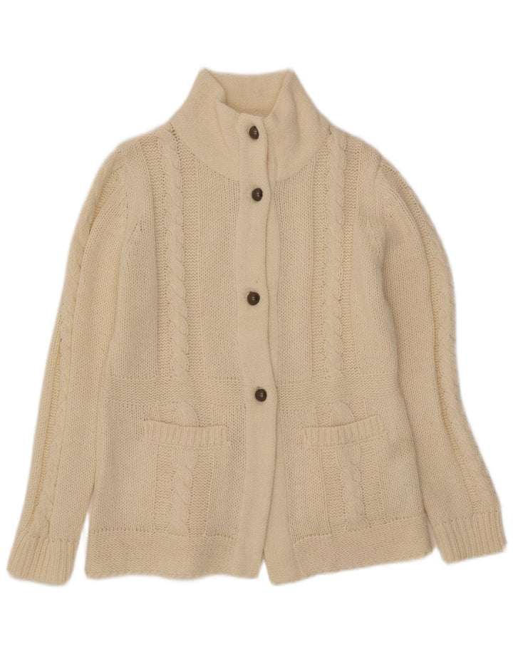 Suéter Cardigan Feminino Vintage IT 42 Médio Off White Acrílico