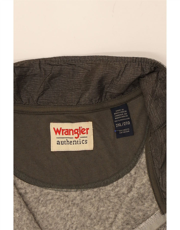 WRANGLER Mens Zip Neck Sweatshirt Jumper 2XL Grey Polyester Vintage Wrangler and Second-Hand Wrangler from Messina Hembry 