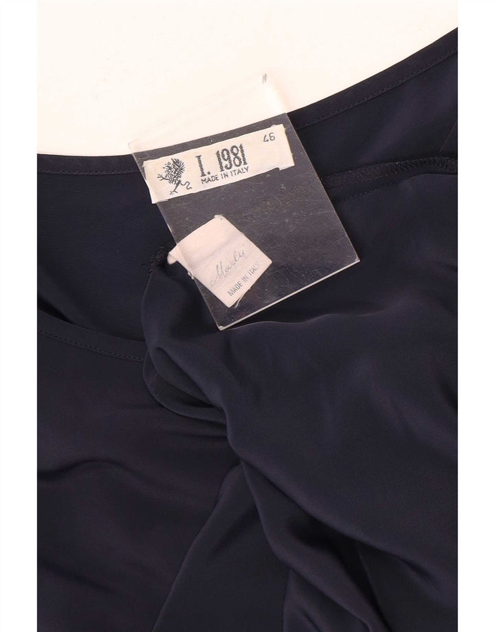 Blusa feminina Marly's 1981 Top IT 46 grande poliéster azul marinho