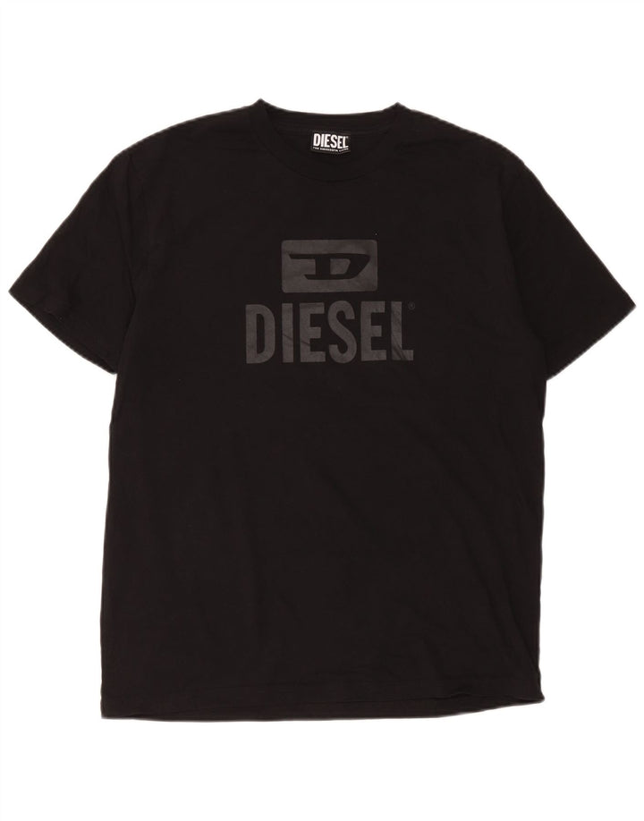 Diesel Camiseta Masculina Graphic Top Médio Preto